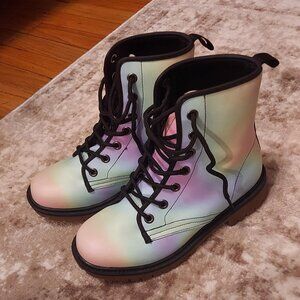 Rainbow pastel combat boots